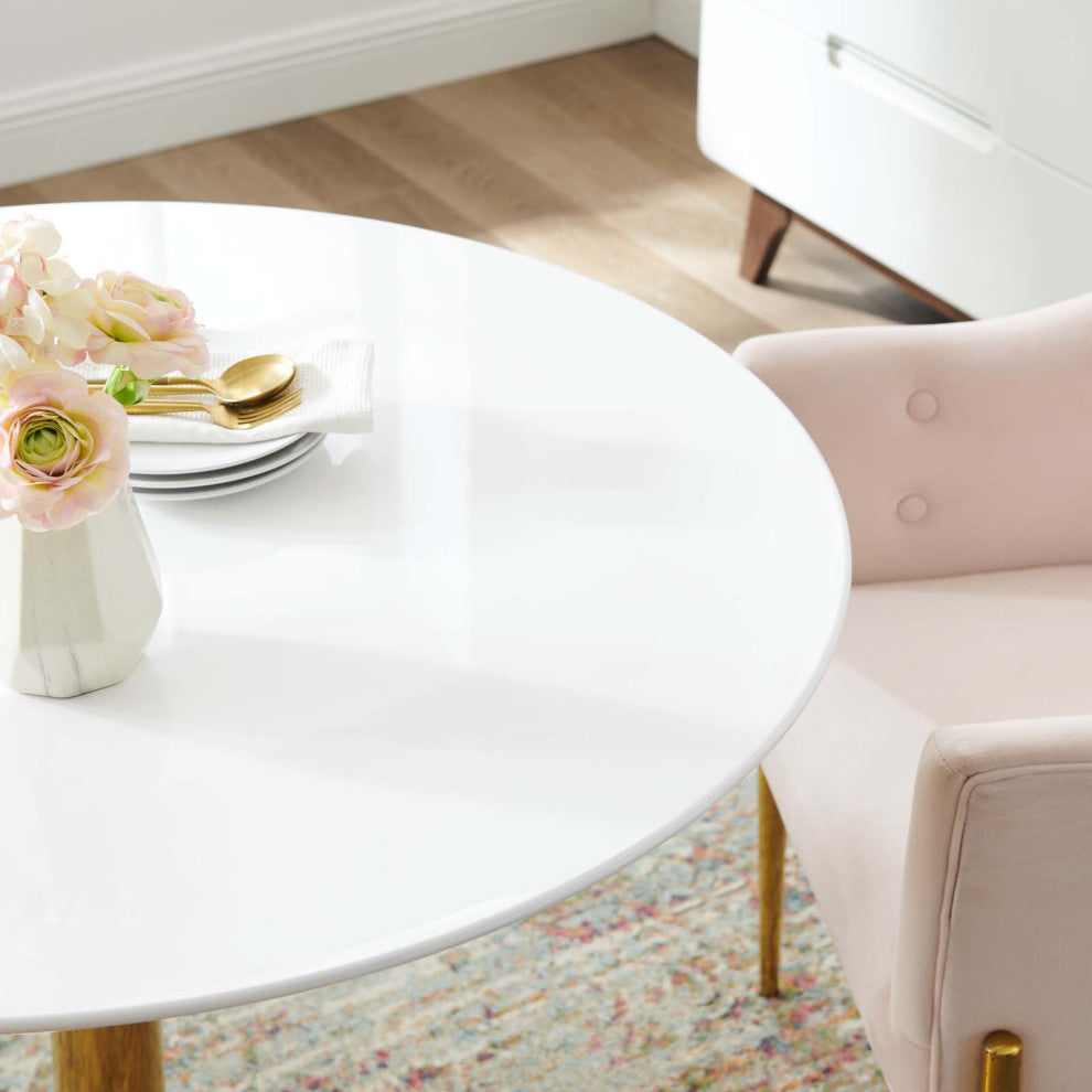 Verne 40" Dining Table Gold White