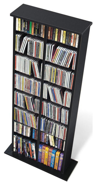Black Double Multimedia Storage Tower