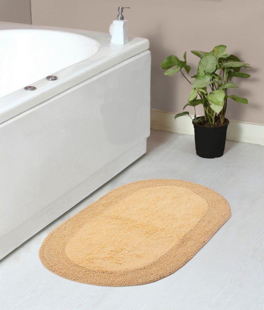 Double Ruffle Collection Bath Rugs Set, 21x34 Rectangle, Yellow