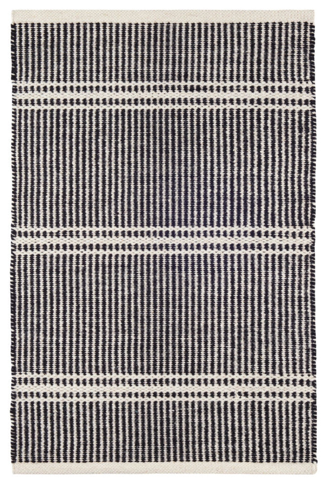 Dash & Albert Malta Black/Ivory Handwoven Wool Rug, Black, 8' x 10'