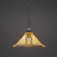 Chain Hung Pendant In Black Copper, 14" Santa Cruz Tiffany Glass