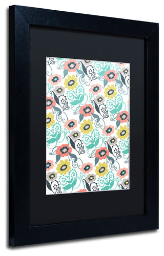 Elizabeth Caldwell 'Suzani Floral' Art, Black Frame, Black Mat, 11x14
