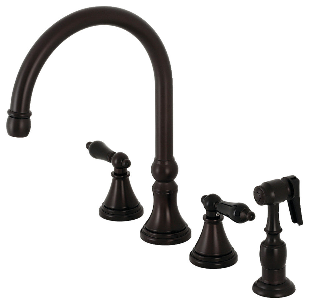 KS2795PKLBS Widespread Kitchen Faucet With Brass Sprayer, Oil Rubbed Bronze