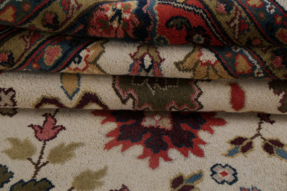 Indian Heriz Oriental Traditional Handmade Area Rug, Beige, 17'10"x11'10