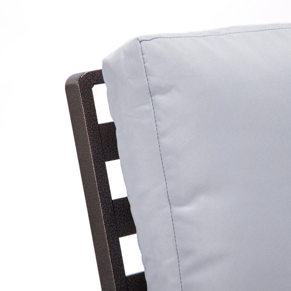 Leisuremod Walbrooke Patio Loveseat With Brown Aluminum Frame, Light Gray