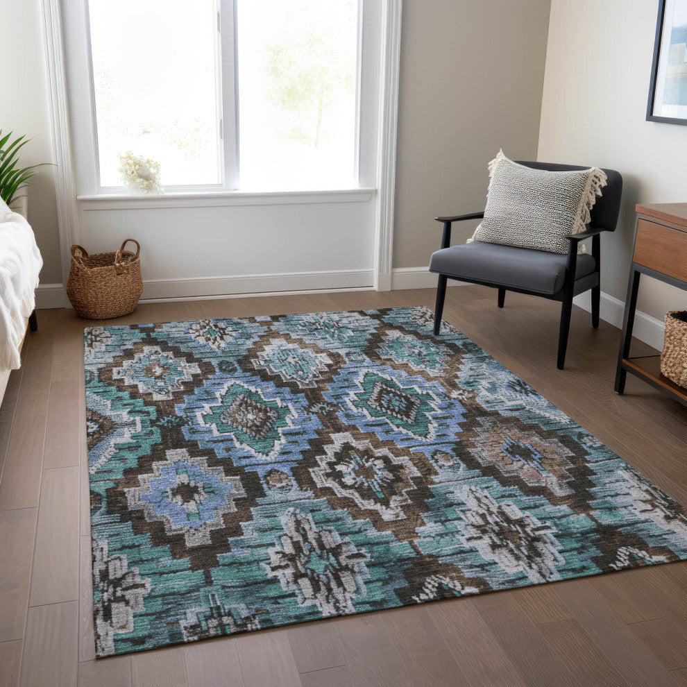 Machine Washable Indoor/Outdoor Chantille ACN1891 Brown 5' x 7'6" Rug