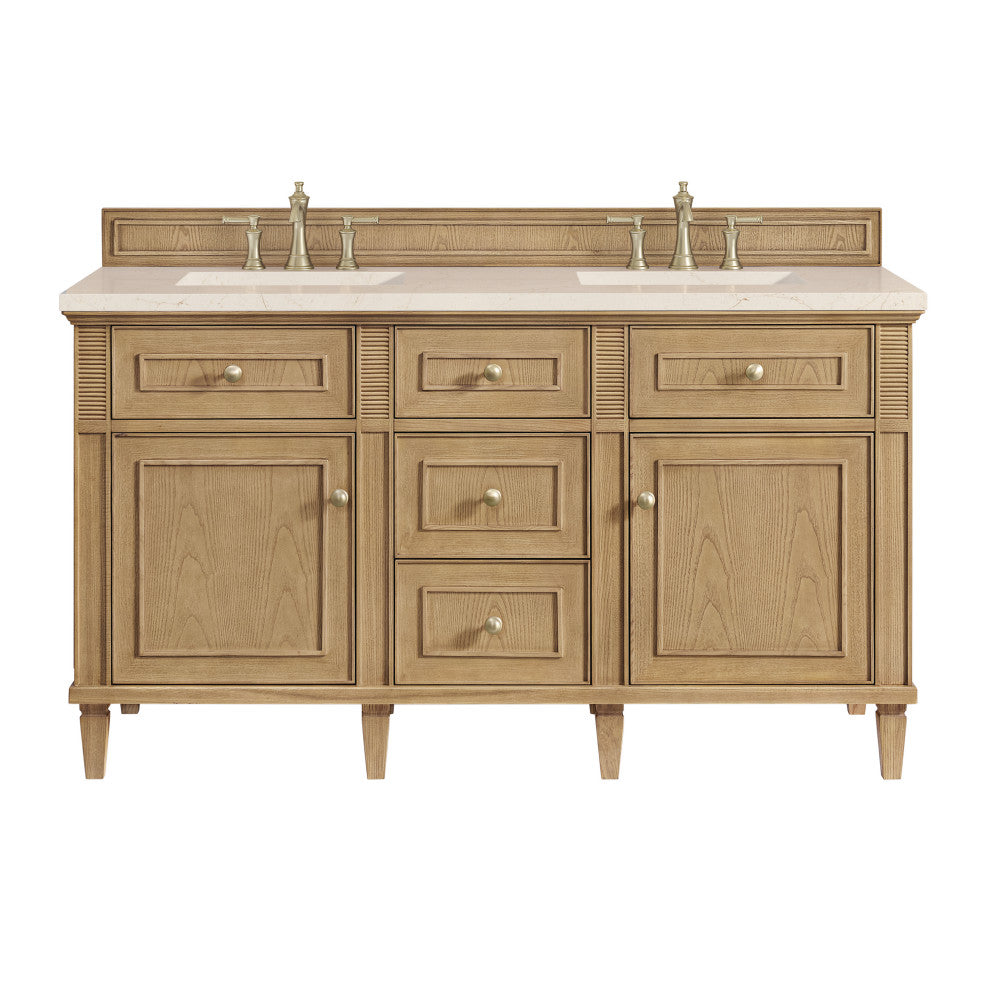 Lorelai 60" Double Vanity, Light Natural Oak, 3 CM Eternal Marfil Top