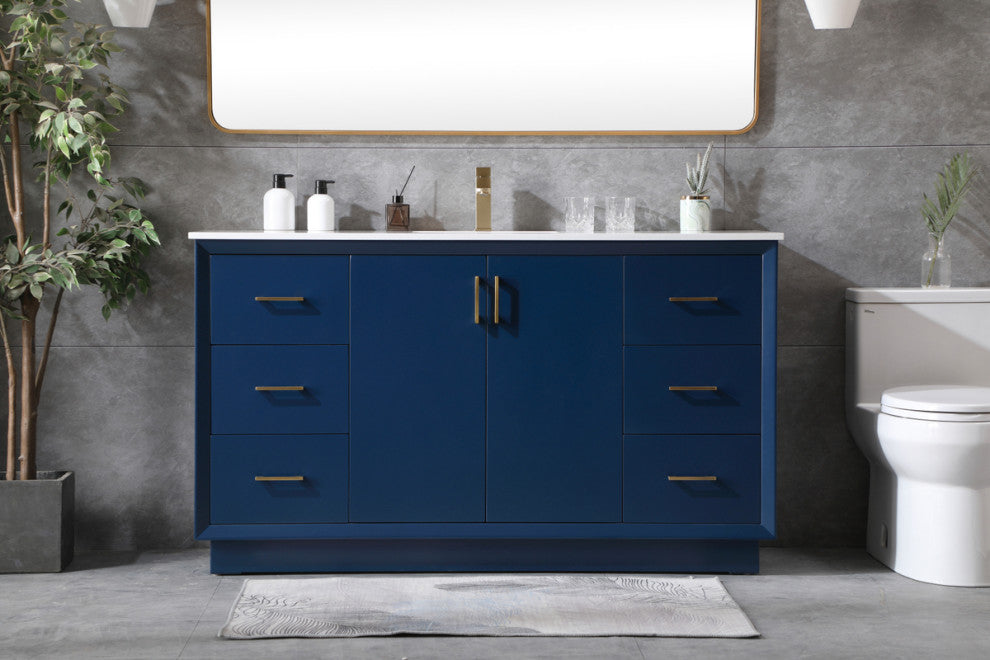 60" SIngle Bathroom Vanity, Blue