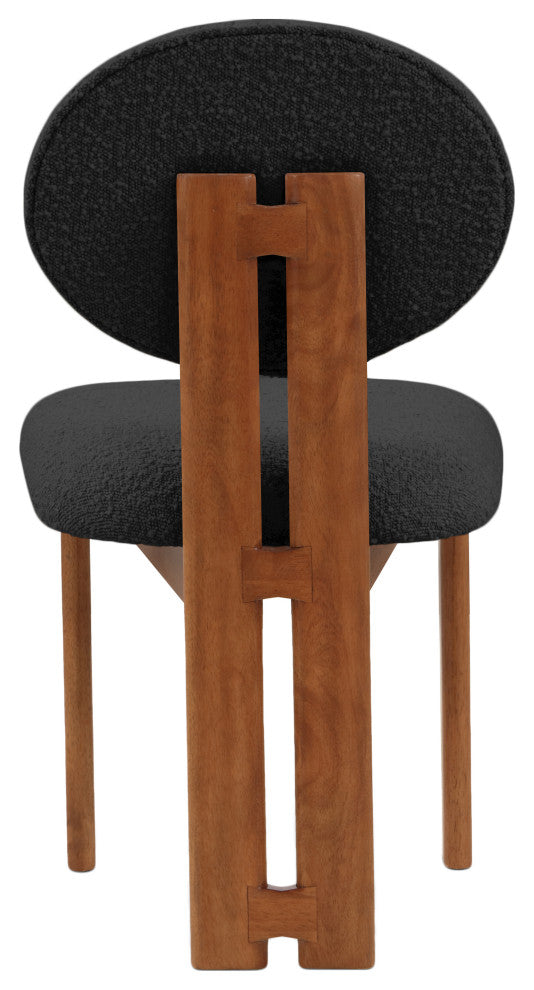 Napa Boucle Fabric Dining Chair, Set of 2, Black, Walnut Finish