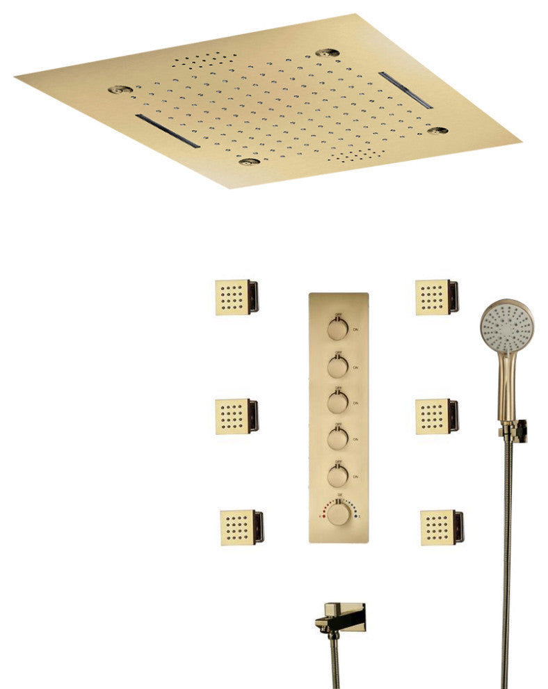 LED Shower System With Body Jets and Hand Shower, Style 3 Phone Control Light