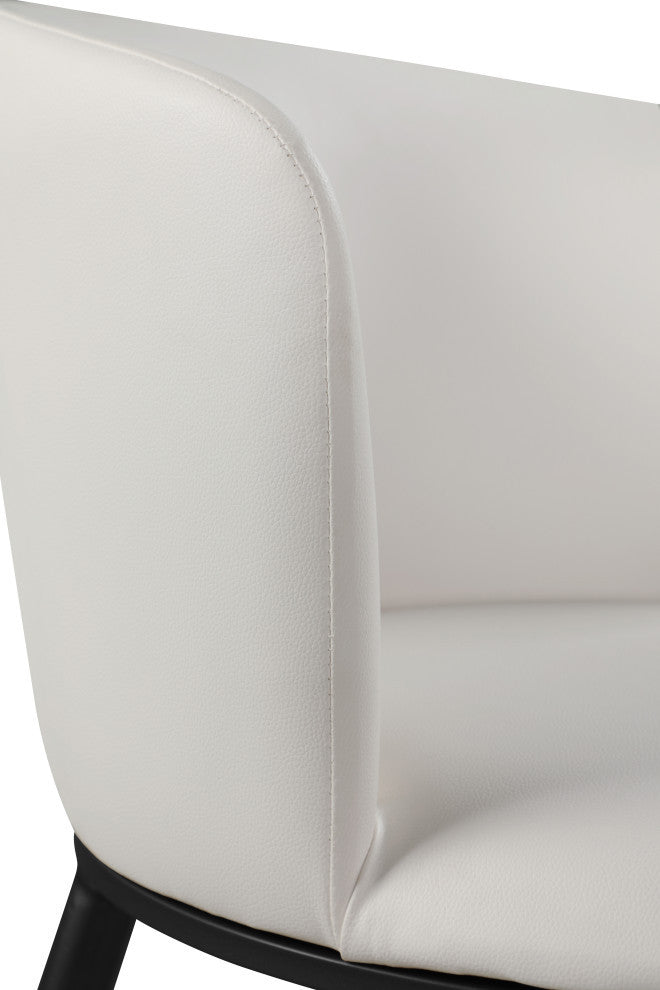Skylar Dining Chair, Set of 2, White Faux Leather, Matte Black Iron Legs