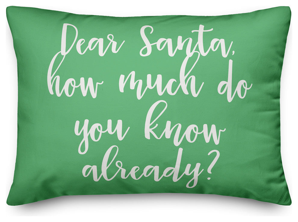 Dear Santa, Light Green 14x20 Lumbar Pillow