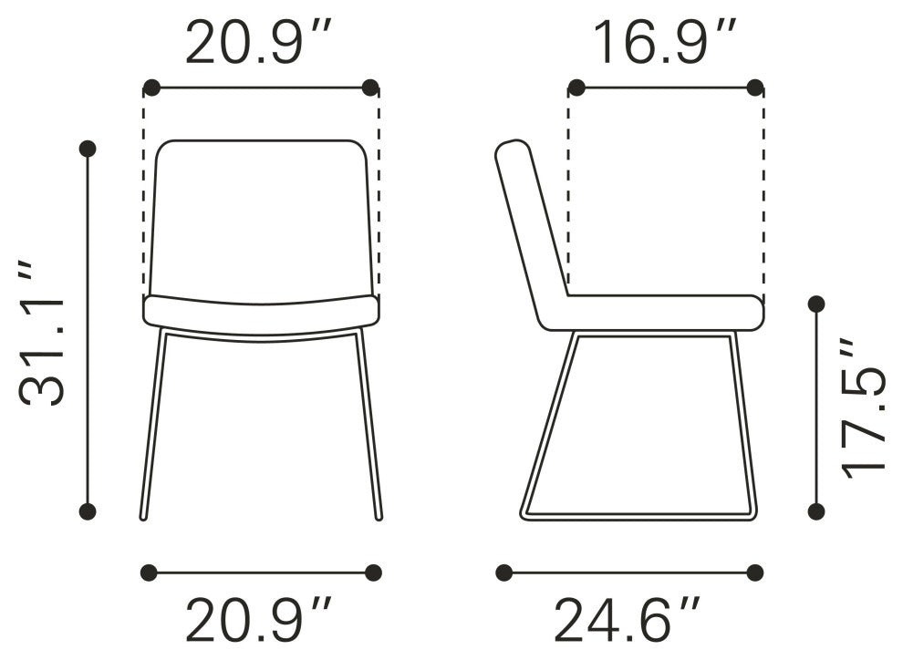 Joy Dining Chair, Set of 2 Yellow