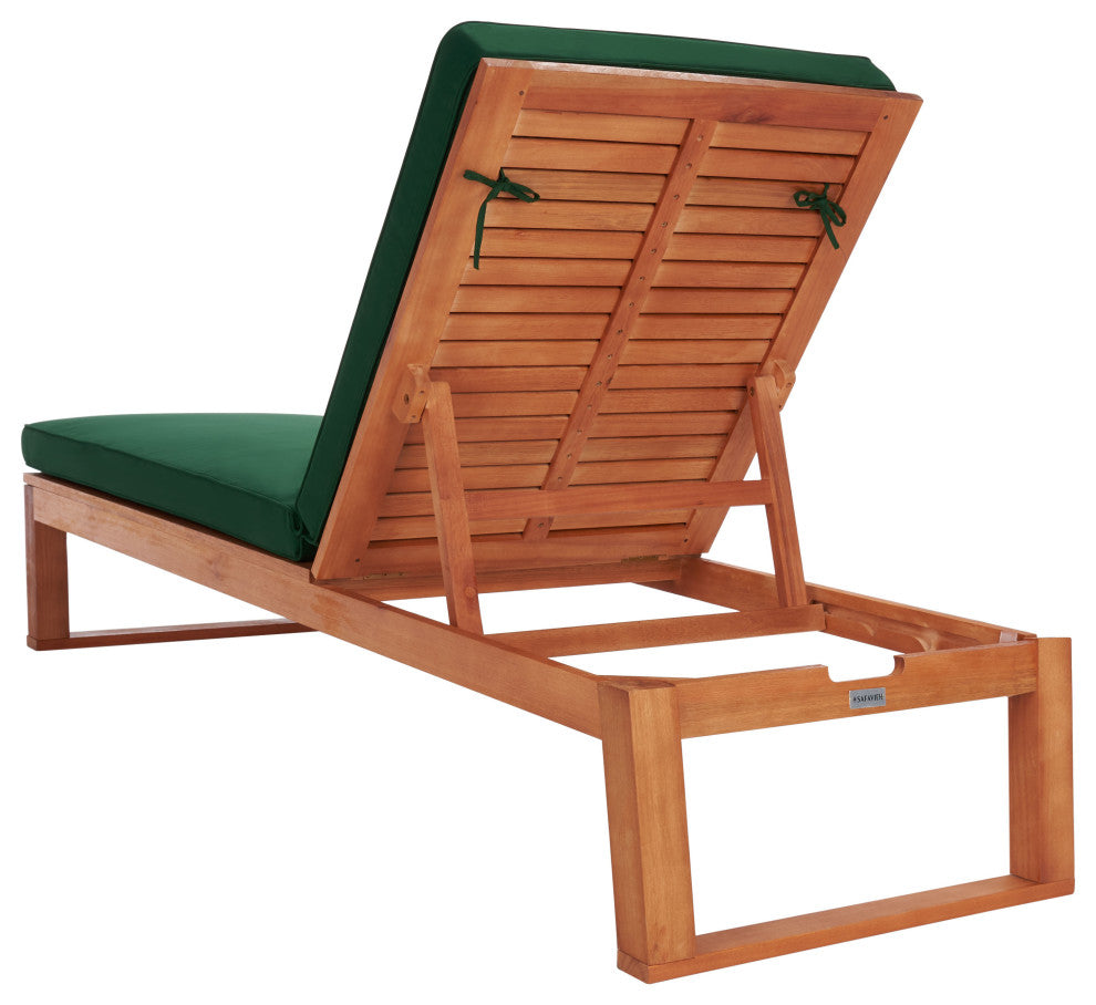 Safavieh Solano Sunlounger, Natural Wood/Green