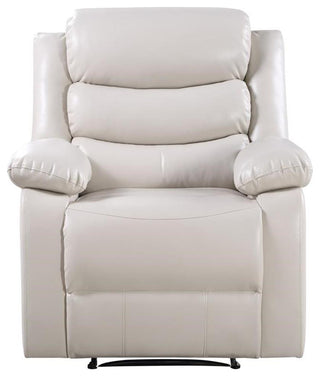 Bowery Hill Faux Leather Power Recliner with Pillow Top Armrest in Beige
