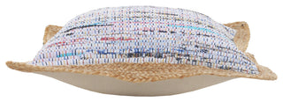 White Multicolored Chindi Jute Bordered Throw Pillow