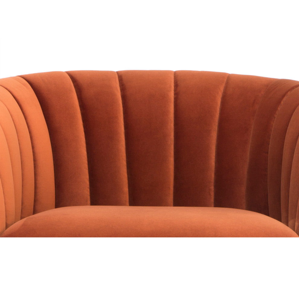 Channelled Accent Chair, Rust, Brass
