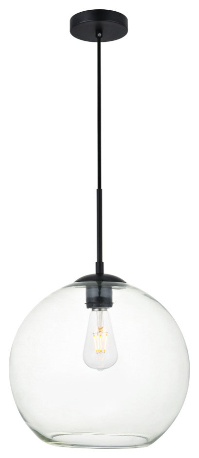 Baxter 1 Light Pendant in Black And Clear