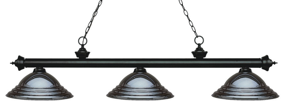 Riviera Collection 3 Light Billiard Light in Matte Black Finish