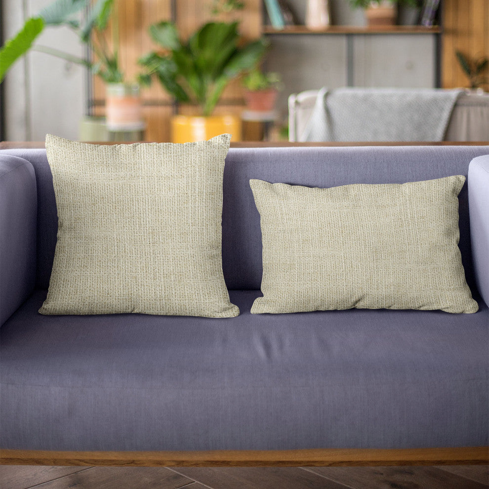 Flax Wall Textured Solid, With Open Weave. Luxury Throw Pillow, 16"x16"