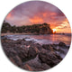Gloomy Seashore With Rocks, Seashore Disc Metal Artwork, 11"