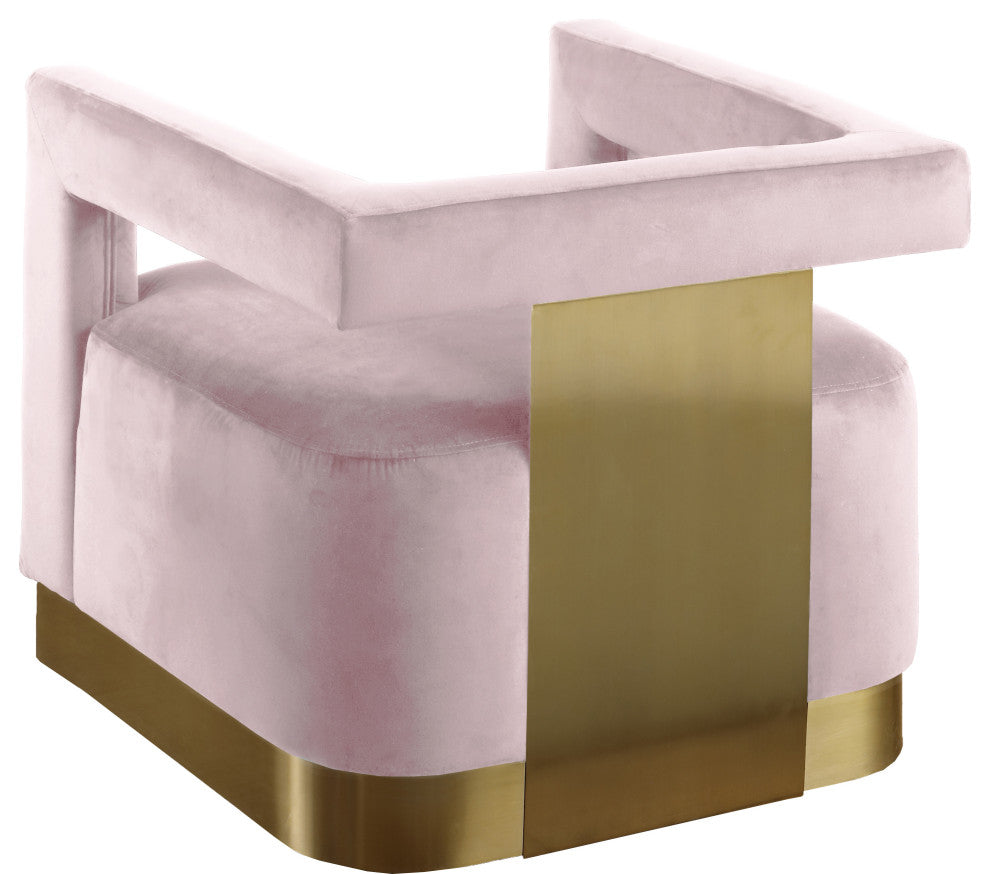 Armani Velvet Upholstered Accent Chair, Pink
