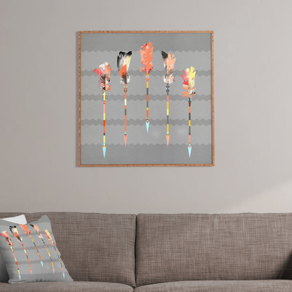 Deny Designs Iveta Abolina Gray Pastel Feathers Framed Wall Art