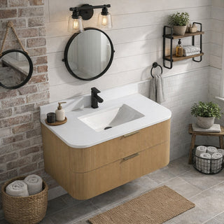 Ari Kitchen and Bath Chantal 36" Floating Bathroom Vanity Oak