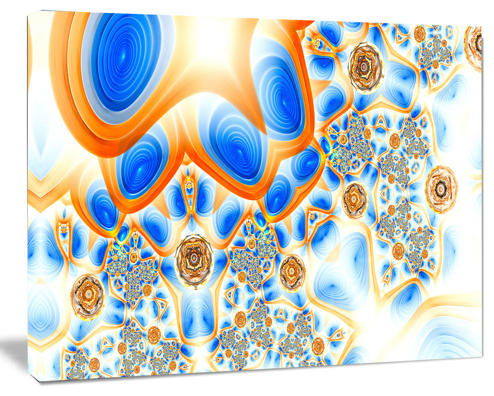 Yellow Blue Exotic Pattern, Abstract Wall Art Canvas, 20x12