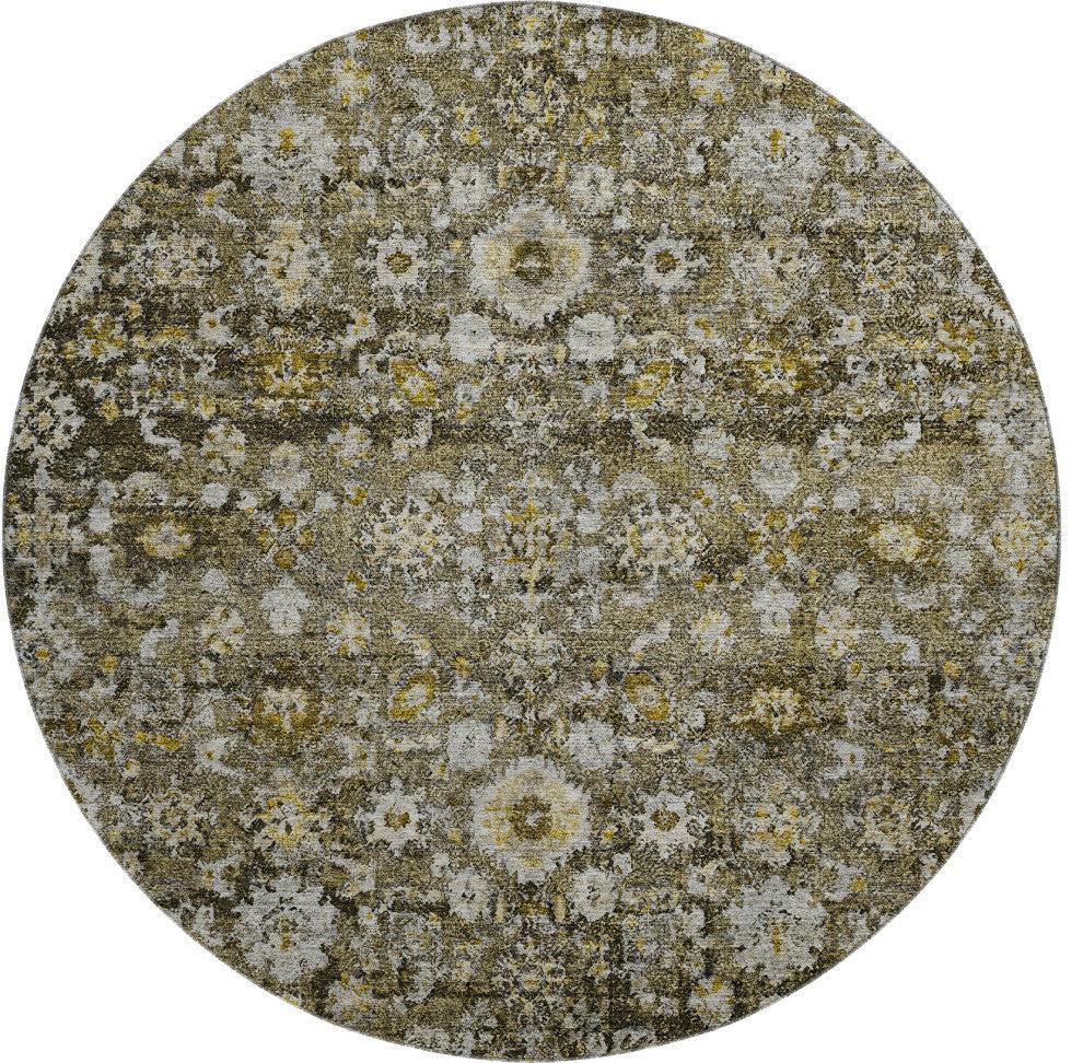 Premium Machine Washable Mayfield AMF651 Mocha 8' x 8' Round Rug