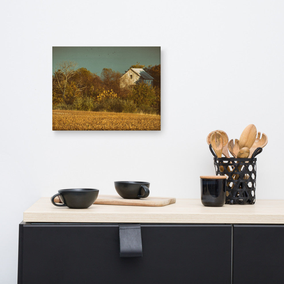 Canvas Wall Decor: Abandoned Barn - Aged Rural Landscape Photo, 12" X 16"