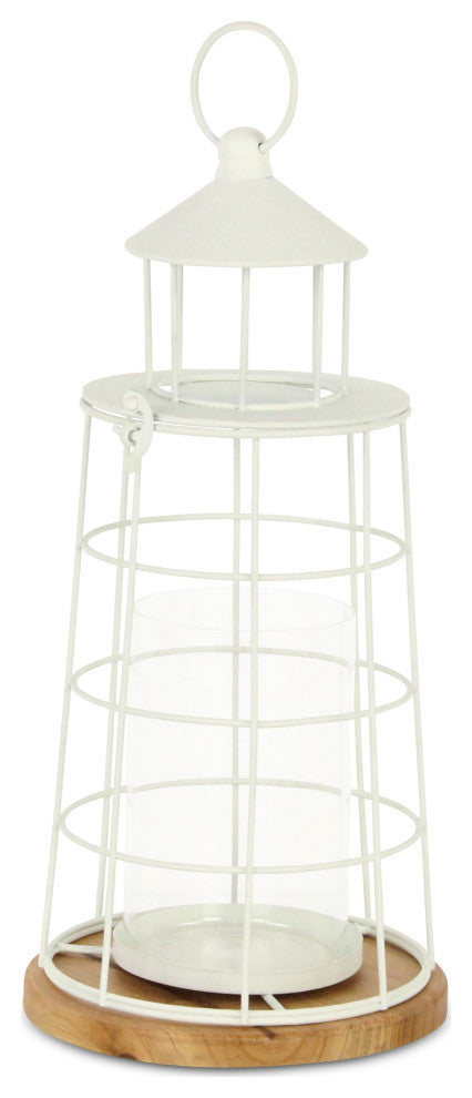Caler White Lighthouse Styled Metal Lantern - Large