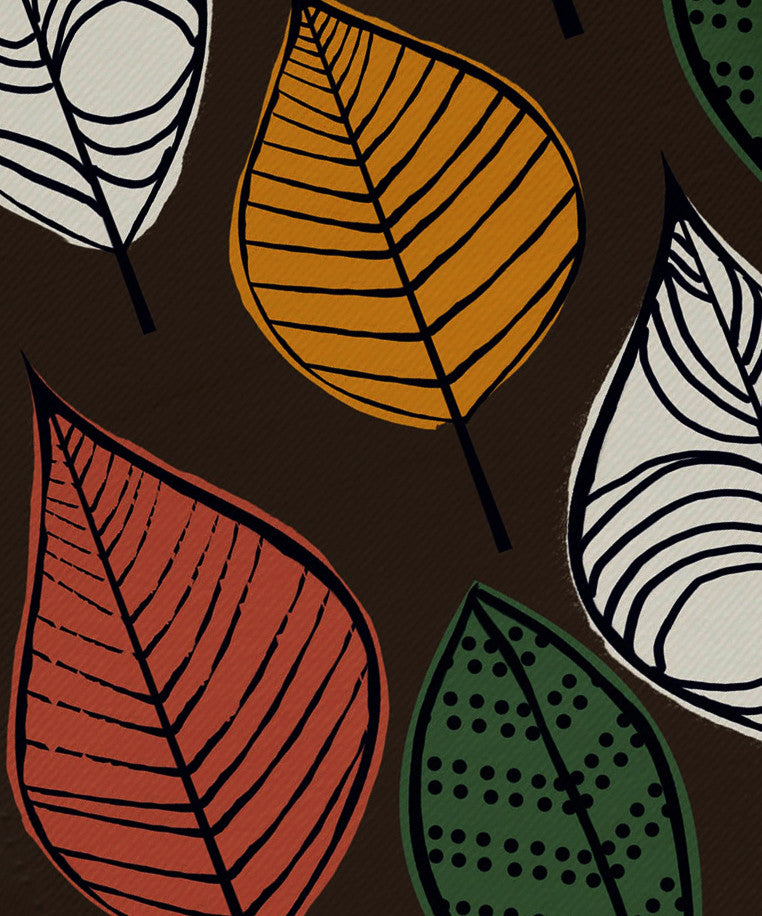 Autumn Leaves Floral Print Napkin, Set of 4, Brown