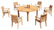 7-Piece Outdoor Patio Teak Dining Set, 72" Round Table, 6 Giva Arm Chair