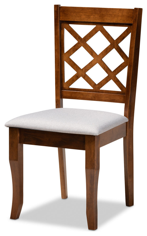 Cleo Modern Gray Fabric and Walnut Brown Wood 7-Piece Dining Set