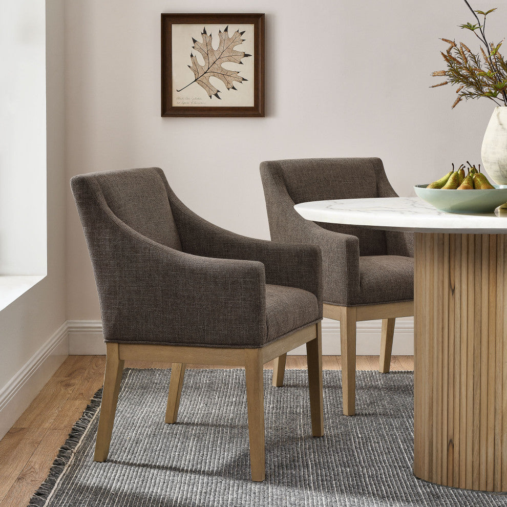 Alton Fabric Upholstered Dining Armchair, Mocha Natural