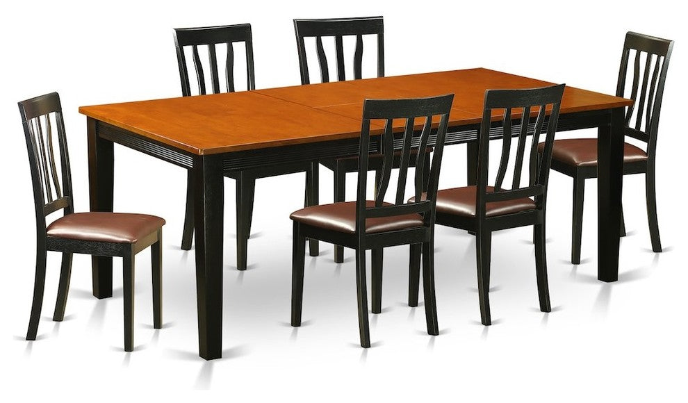 Quan7-Bch-Lc, 7-Piece Dining Set, Table With 6 Wooden Dining Chairs