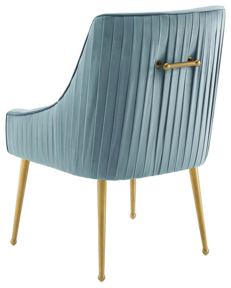 Side Dining Chair, Set of 2, Velvet, Metal, Blue, Modern, Cafe Bistro Restaurant