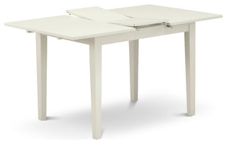 5-Pc Wood Dinette Set 4 Dining Chairs, Butterfly Leaf Table, Linen White