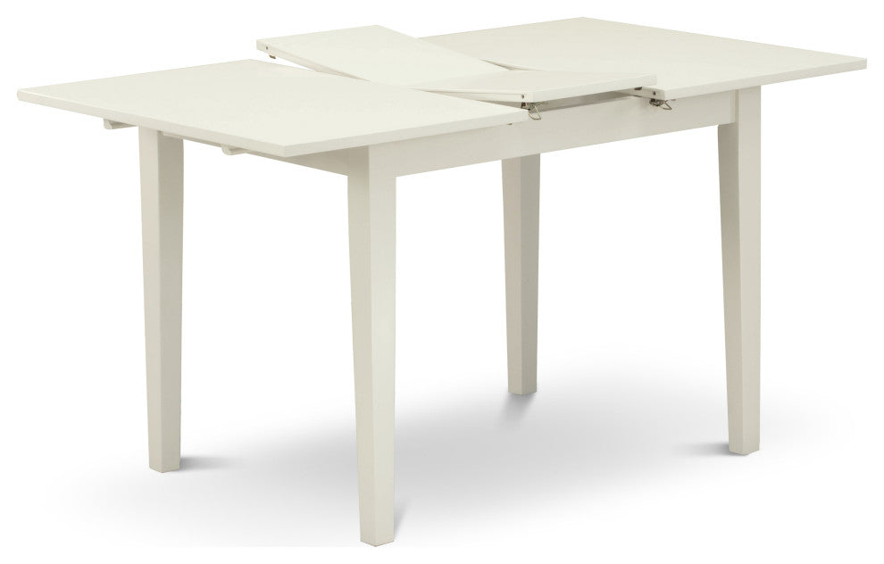 5-Pc Wood Dinette Set 4 Dining Chairs, Butterfly Leaf Table, Linen White