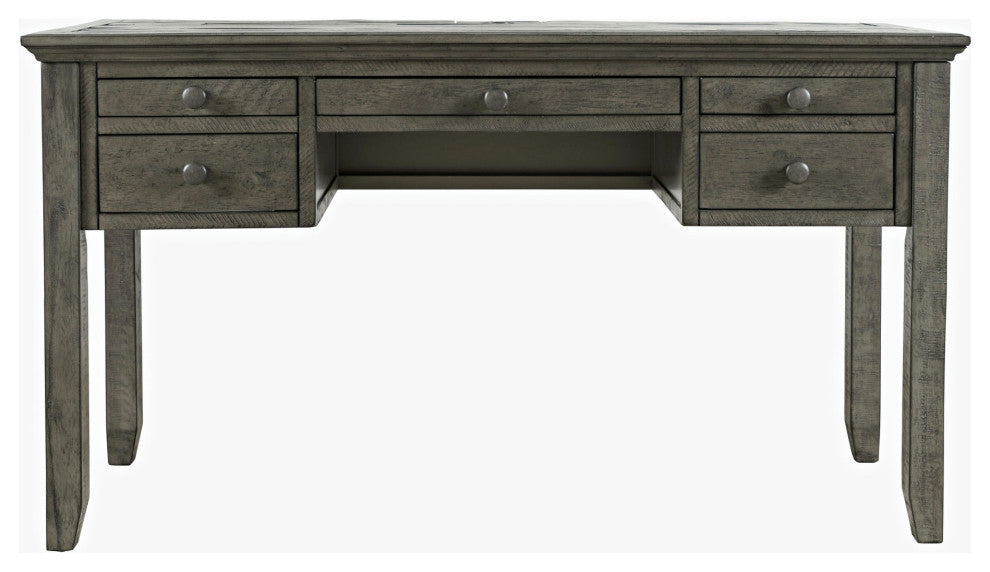 Rustic Shores Coastal Style Distressed Acacia USB Charging Desk - Stone