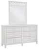 Cane Bay Six Drawer Dresser and Fretwork Mirror