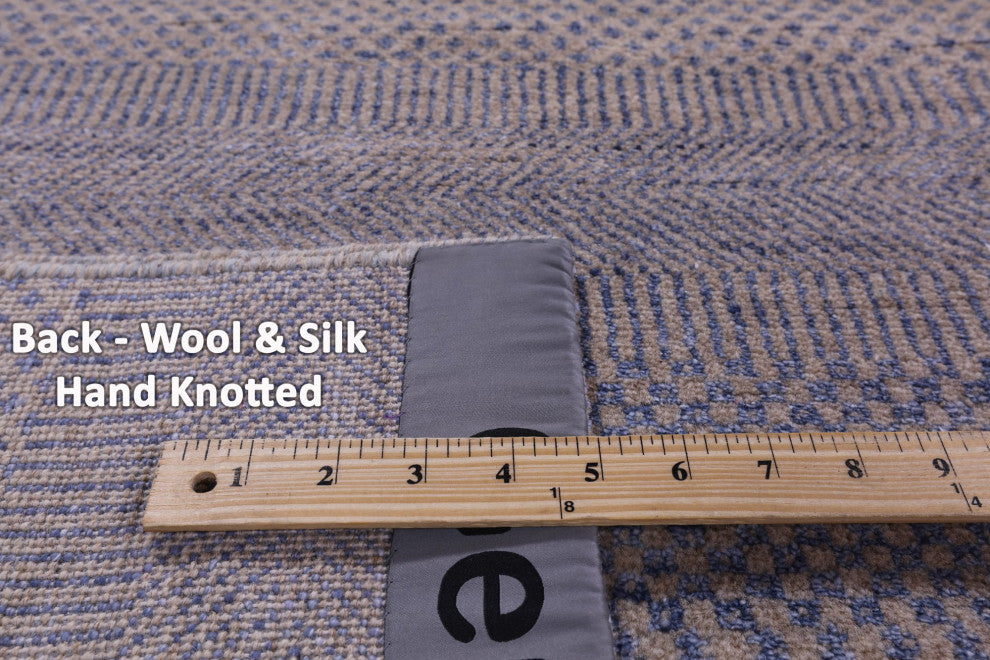 8' 2" X 10' 3" Wool and Silk Handmade Savannah Grass Rug Q11918