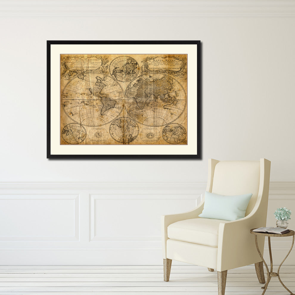 World Vintage Antique Map Wall Art, 16"x21"