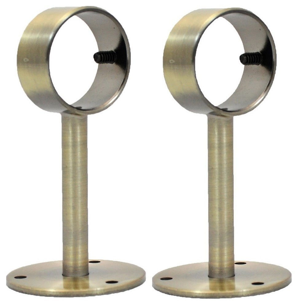 Ceiling/Wall Bracket for 1 1/8" Rod, Antique Brass, Set of 2
