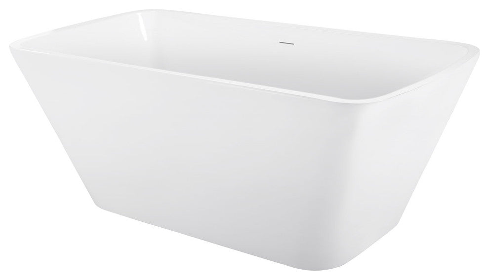 59" Acrylic Roll-Top Flatbottom Non-Whirlpool Bathtub, White