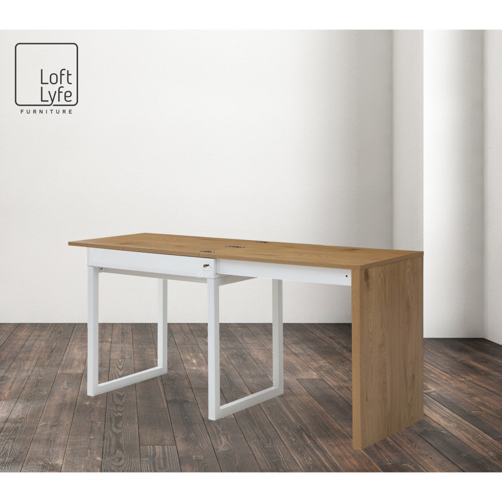 Loft Lyfe Arwen Desk, Extendable, Space Saving Design, Natural/White