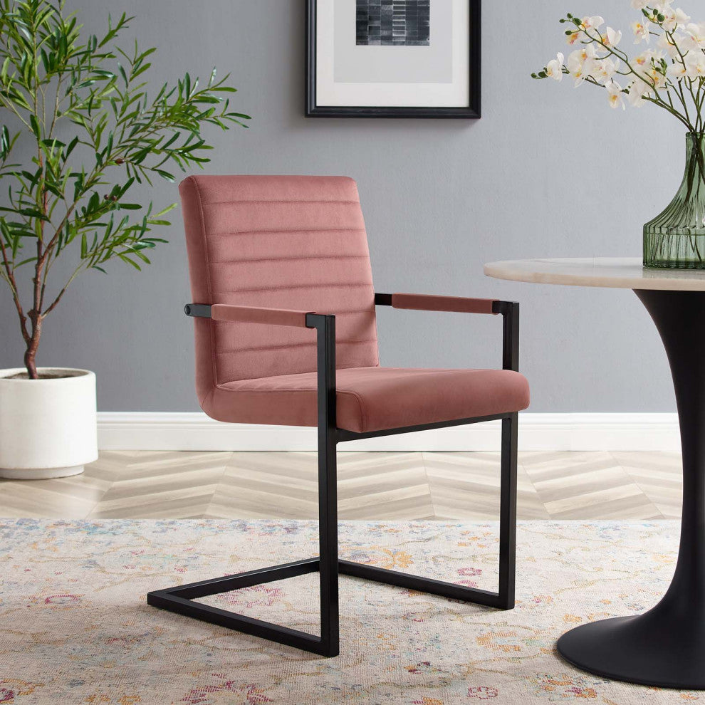 Side Dining Chair, Set of 2, Velvet, Pink, Modern, Bistro Restaurant Hospitality