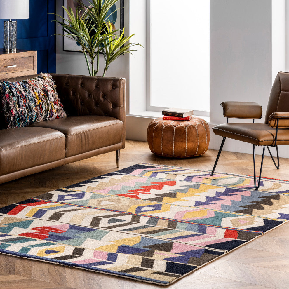 Nuloom Hand-Tufted Tikal Geometric Rug, Multicolor 6'x9'