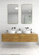 22" W X 40" H Radius Corner Stainless Steel Framed Mirror, Satin Brass